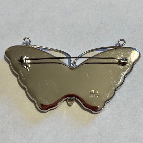 Vintage Damascene Butterfly Brooch (Amita Sterling) - Picture 2 of 5